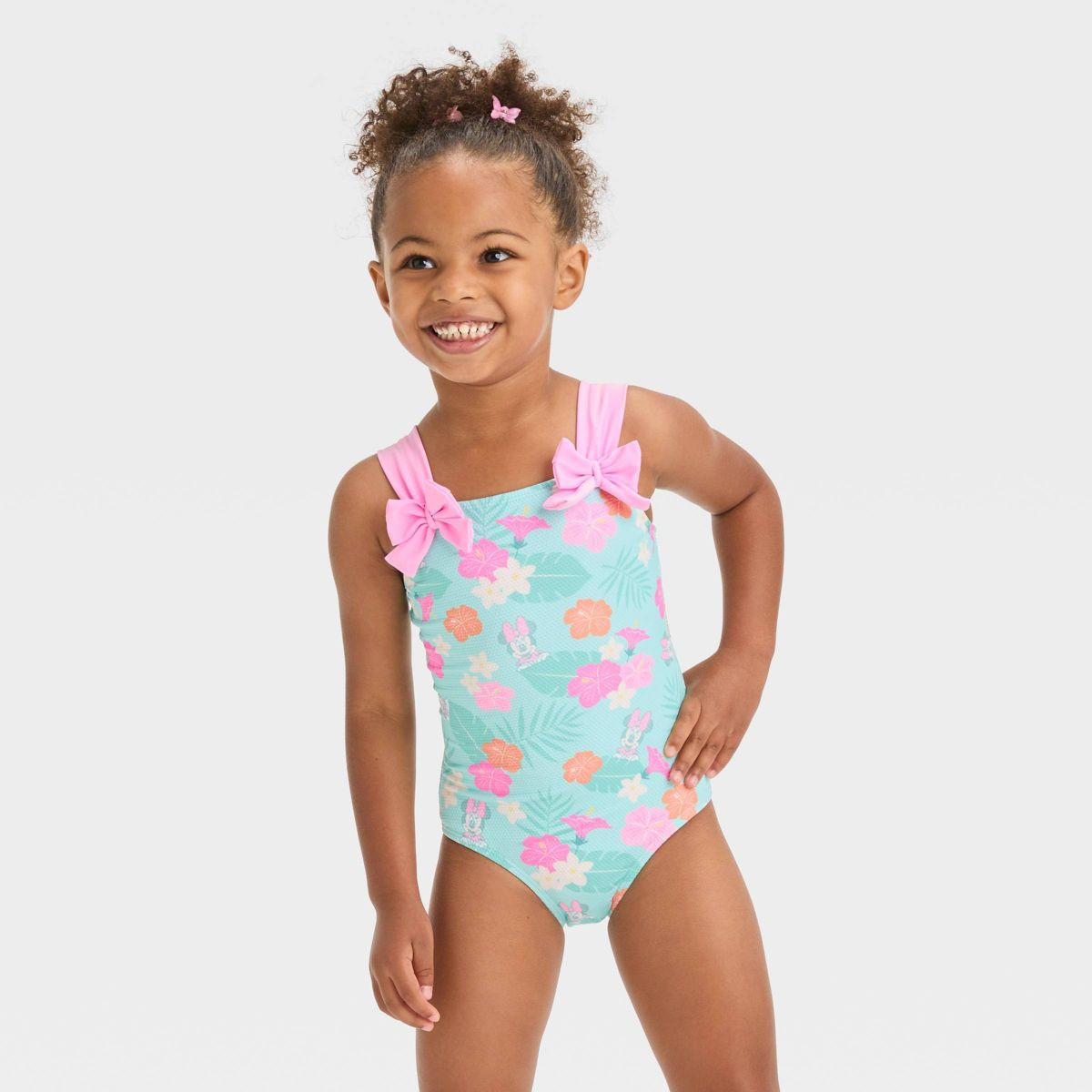 Toddler Girls' Disney Minnie Mouse One Piece Swimsuit - Aqua Green | Target