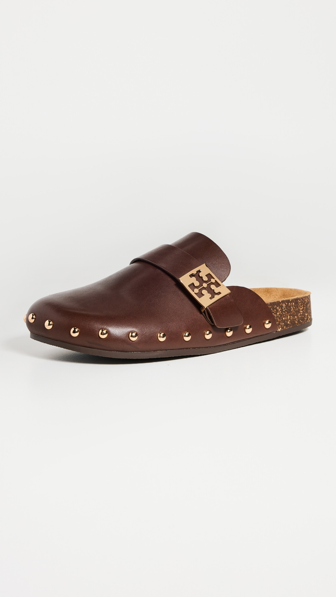 Tory Burch Mellow Stud Mules Deep Mocha/Gold 6 | Shopbop