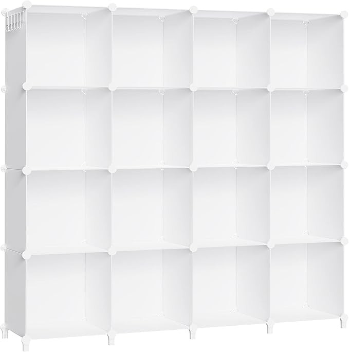 16-Cube Storage Shelf, Storage Bookcase Bookshelf with Metal Hammer, Storage Cubes Organizer Cabi... | Amazon (US)