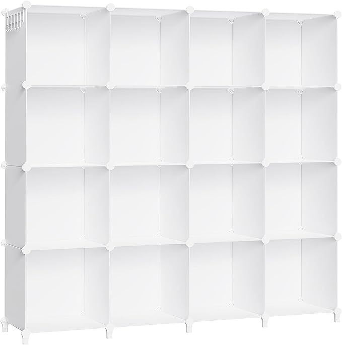 16-Cube Storage Shelf, Storage Bookcase Bookshelf with Metal Hammer, Storage Cubes Organizer Cabi... | Amazon (US)