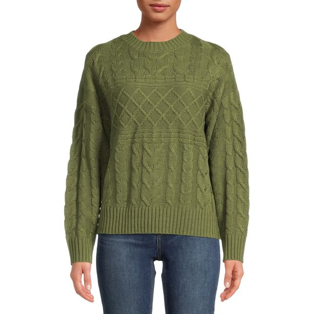 Time and Tru Women's Mixed Stitch Sweater - Walmart.com | Walmart (US)