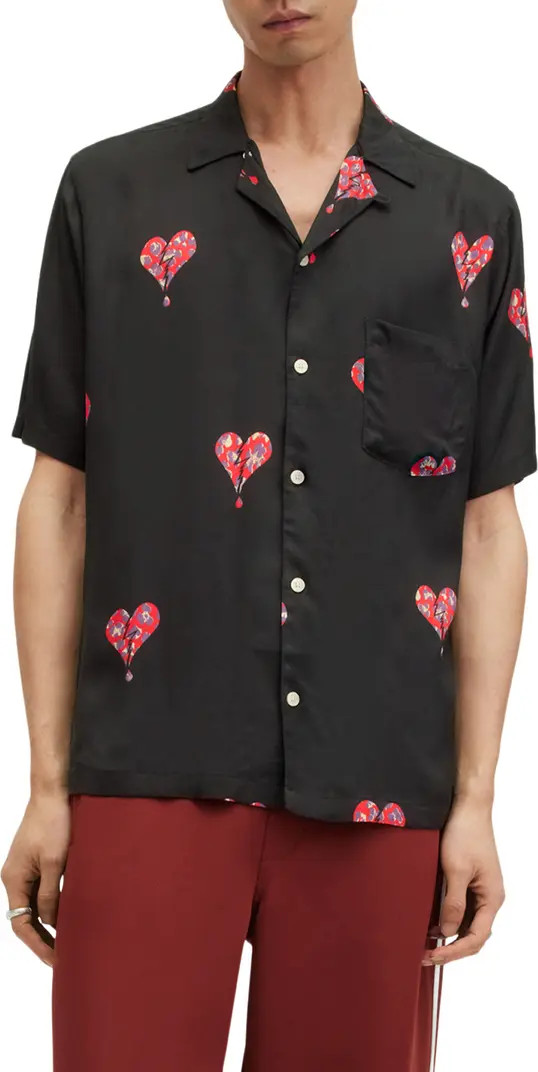 AllSaints Ikuma Breakup Relaxed Fit Camp Shirt | Nordstrom | Nordstrom