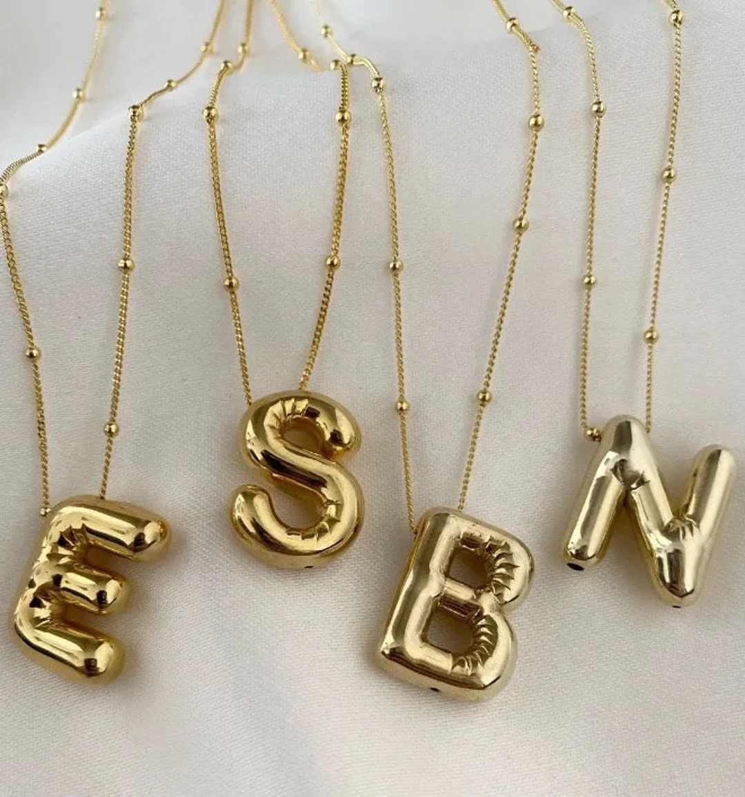 Balloon Initial Letter Pendant Necklace Chunky Alphabet - Etsy | Etsy (US)