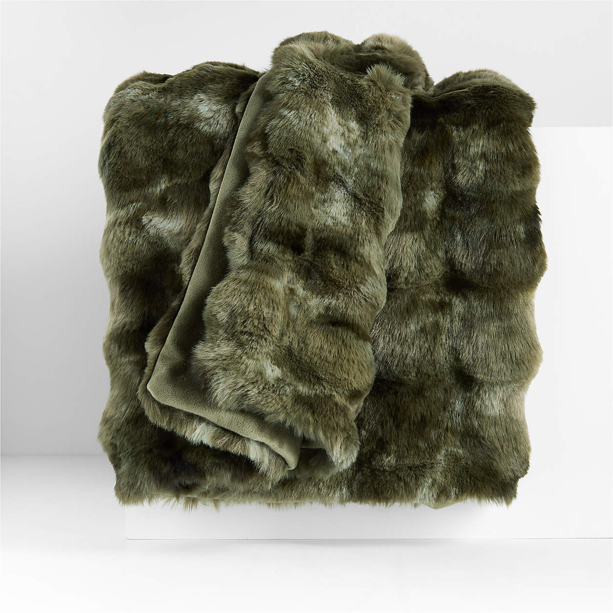 Textured Faux Fur 70"x55" Burnt Green Throw Blanket + Reviews | Crate & Barrel | Crate & Barrel
