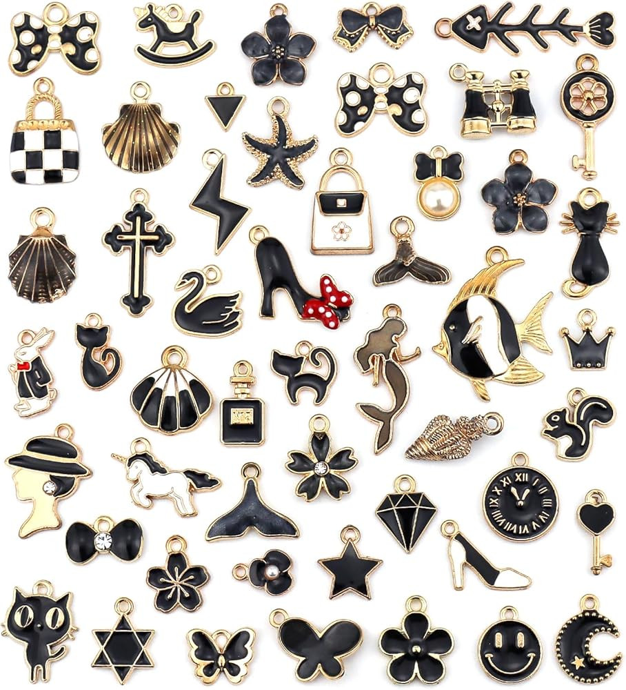 JIALEEY Assorted Gold Plated Enamel Charm Pendant DIY for Earrings Necklace Bracelet Jewelry Maki... | Amazon (US)