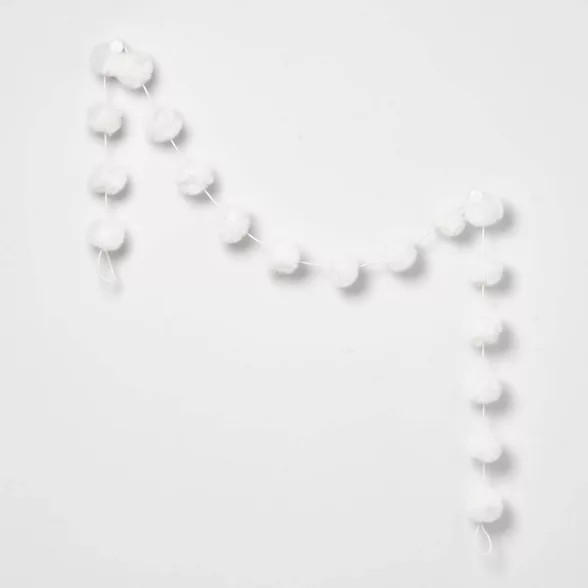 Faux Fur Balls Christmas Garland White - Wondershop™ | Target