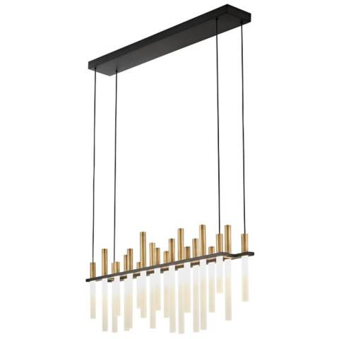 Fredrick Ramond Echo 38 3/4" LED Brass and Black Linear Chandelier - #987Y1 | Lamps Plus | Lamps Plus