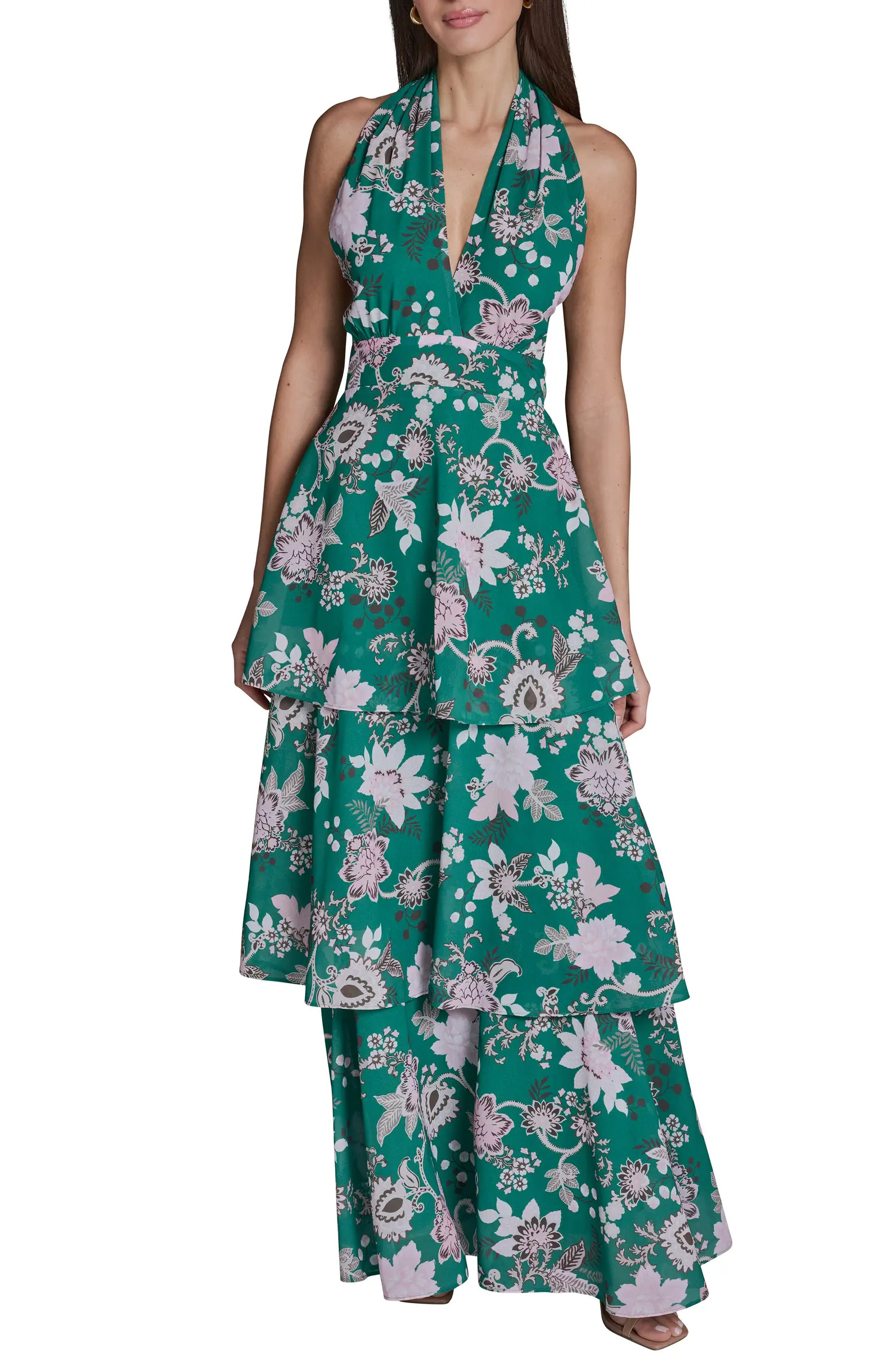 Floral Tiered Halter Maxi Dress | Nordstrom Rack