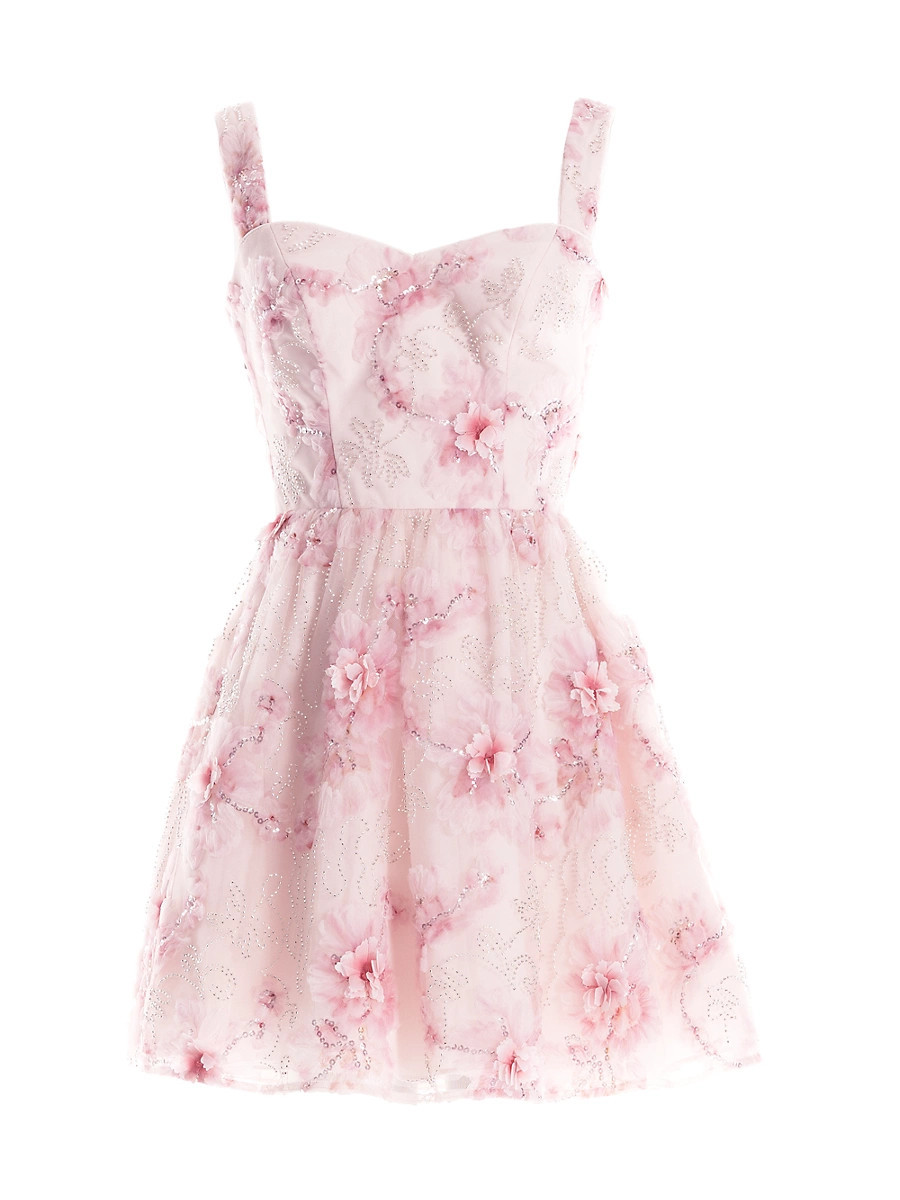 Women's Melanie Embellished Fit & Flare Minidress - Soft Pink Multi - Size Small | Saks Fifth Avenue