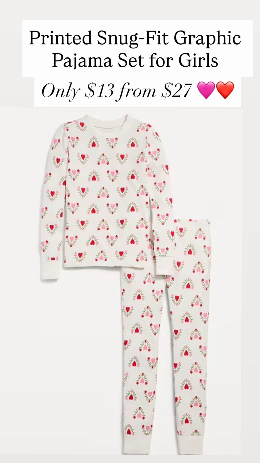 Printed Snug-Fit Graphic Pajama Set for Girls are $13 from $27 ❤️🩷💜

#LTKValentine #LTKKids #LTKSaleAlert