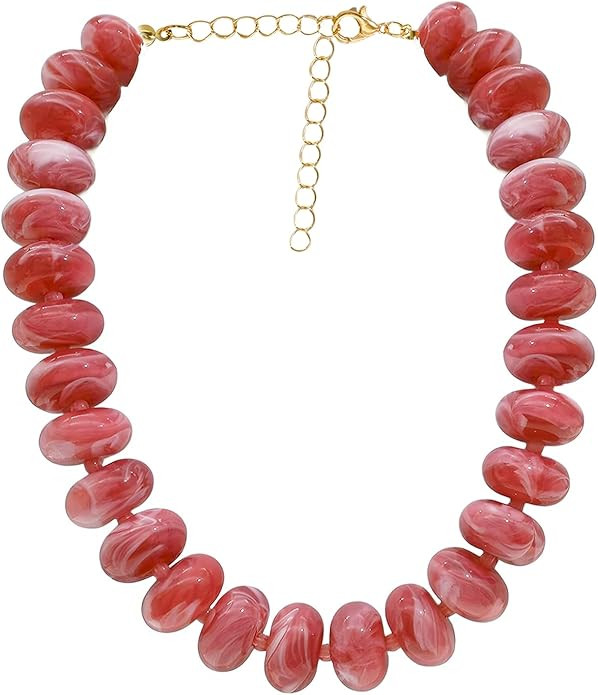 JNF Chunky Big Beaded Necklace for Women Colorful Large Beads Choker Necklaces Boho Statement Bea... | Amazon (US)
