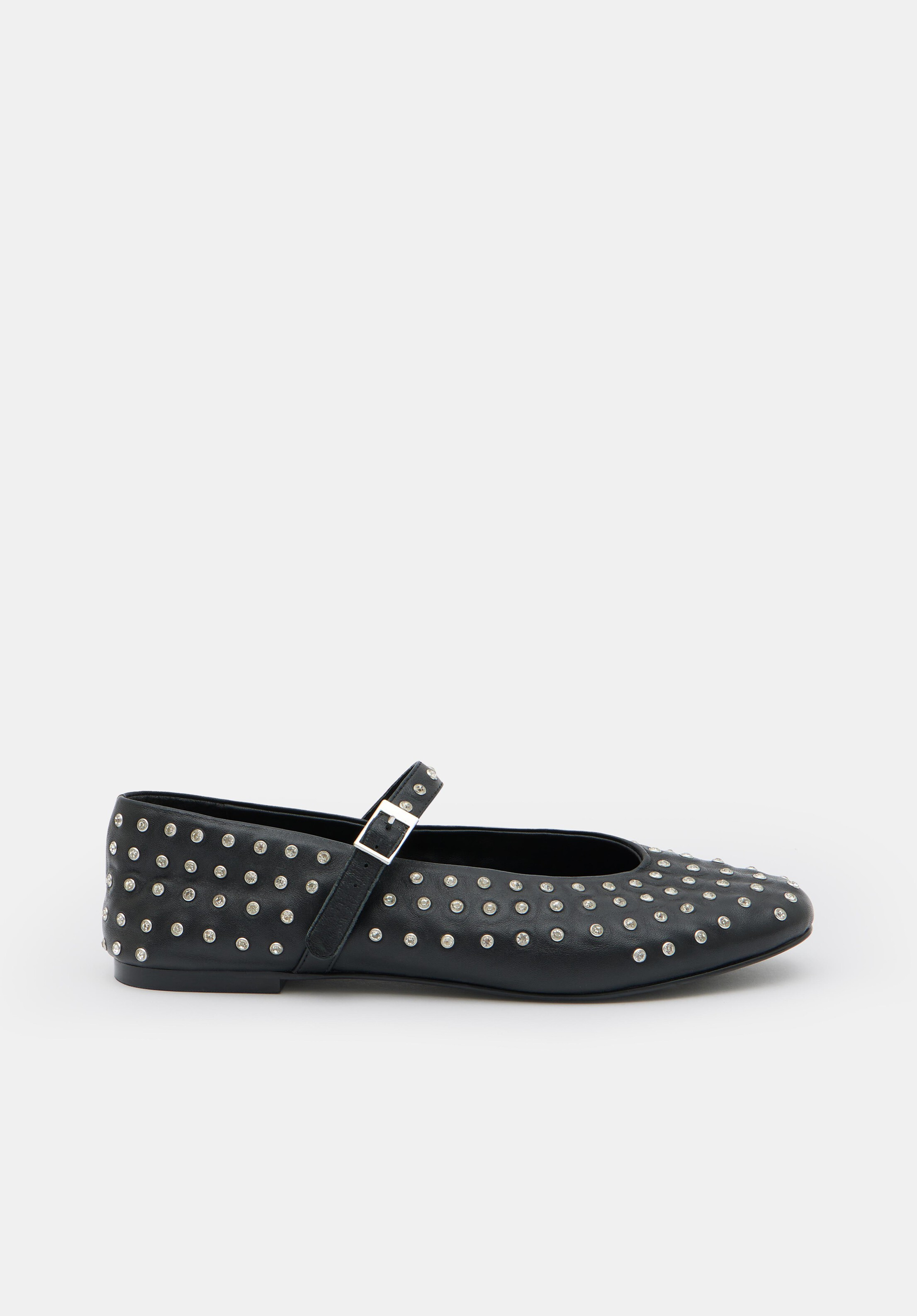 Diamante Studded Leather Mary Jane Flats | Hush UK