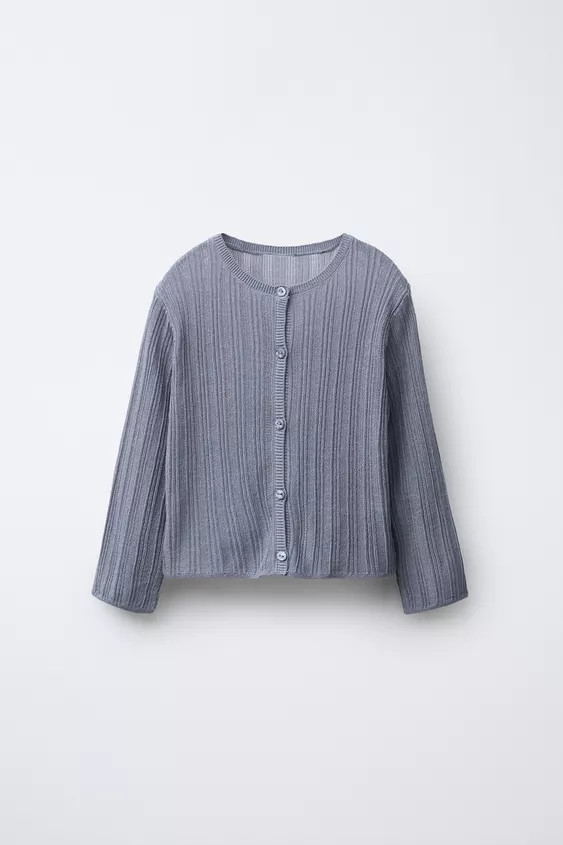 RIB KNIT CARDIGAN WITH LINEN | Zara US