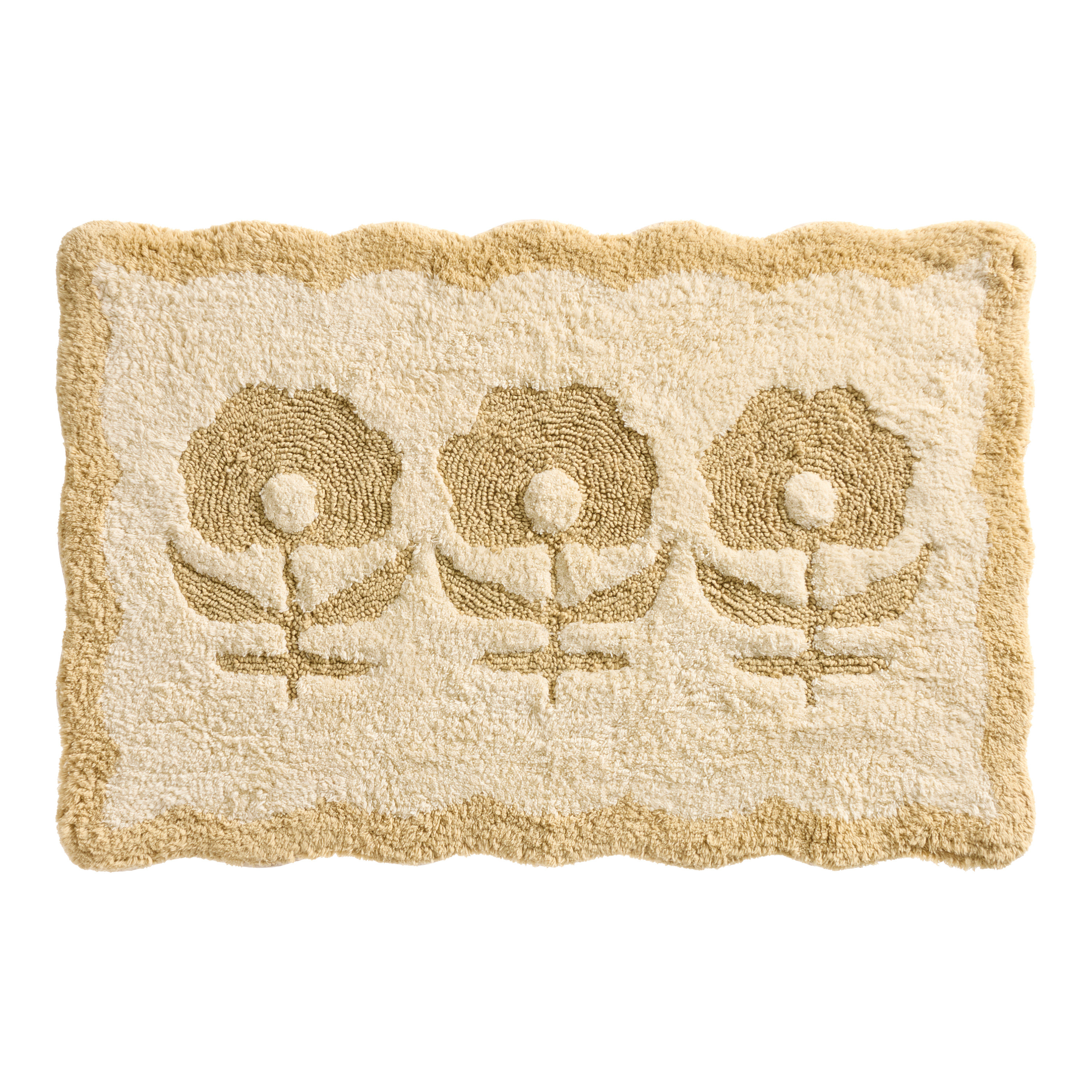 Cameron Natural Floral Tufted Bath Mat | World Market