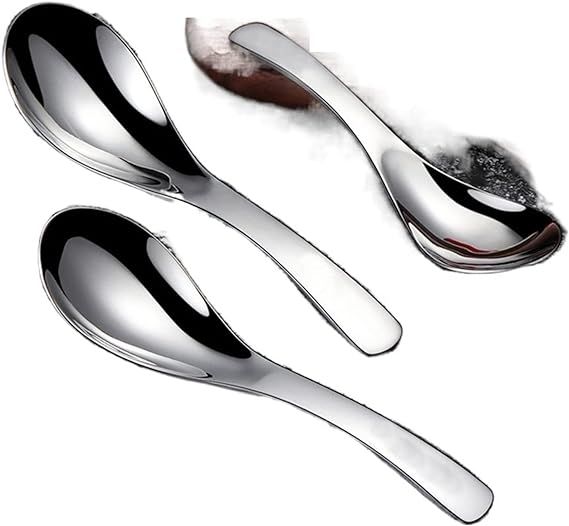 1 Piece Stainless Steel Chinese Soup Spoon, Silver Count, Round Bottom Count, Thick Table Spoo (S... | Amazon (US)