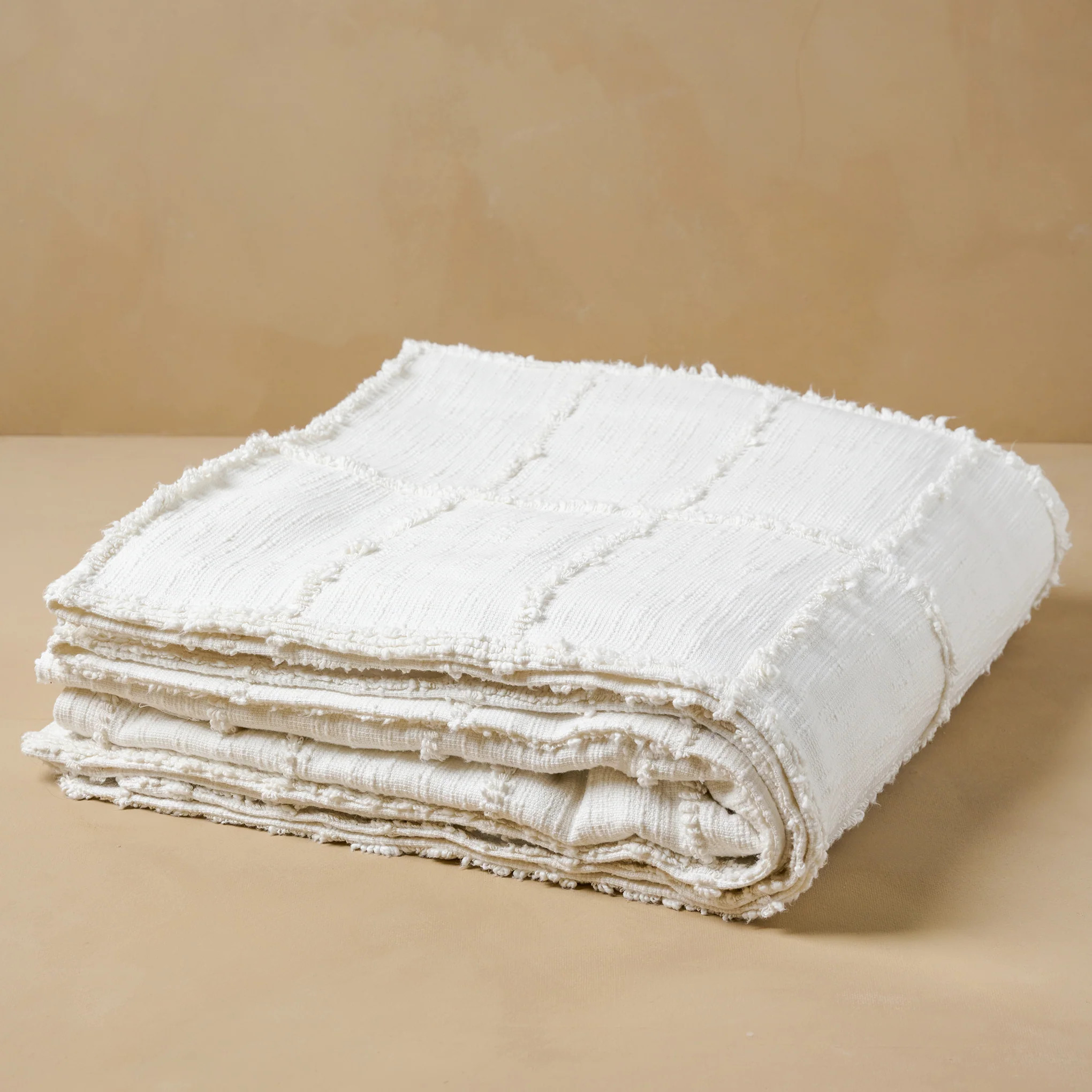 Optic White Textured Cotton Coverlet | Magnolia