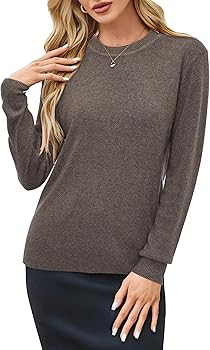 Arach&Cloz Women Spring Fashion Wool Blend Sweater 2025 Long Sleeve Crew Neck Business Casual Pul... | Amazon (US)