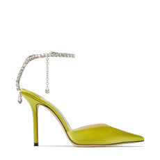 Lime Satin Pumps with Crystal Embellishment | Jimmy Choo (US)