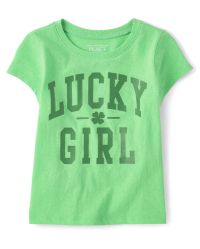 Baby And Toddler Girls Matching Family Lucky Girl Graphic Tee - parakeet | The Children's Place
