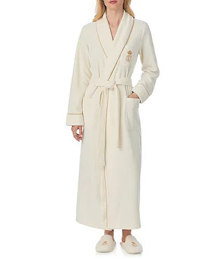 Lauren Ralph Lauren Long Sleeve Fleece Shawl Collar Patch Pocket Belt Tie Robe | Dillard's | Dillard's
