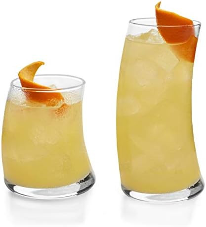 Libbey Swerve 16-Piece Tumbler and Rocks Glass Set, Clear | Amazon (US)