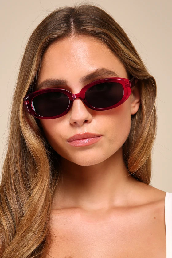Chic Gaze Red Oval Sunglasses | Lulus