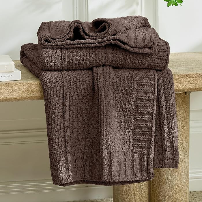 Am\u00e9lie Home Chenille Throw Blanket for Couch, Soft Cozy Chunky Knit Blanket, Moss Stitch Thr... | Amazon (US)
