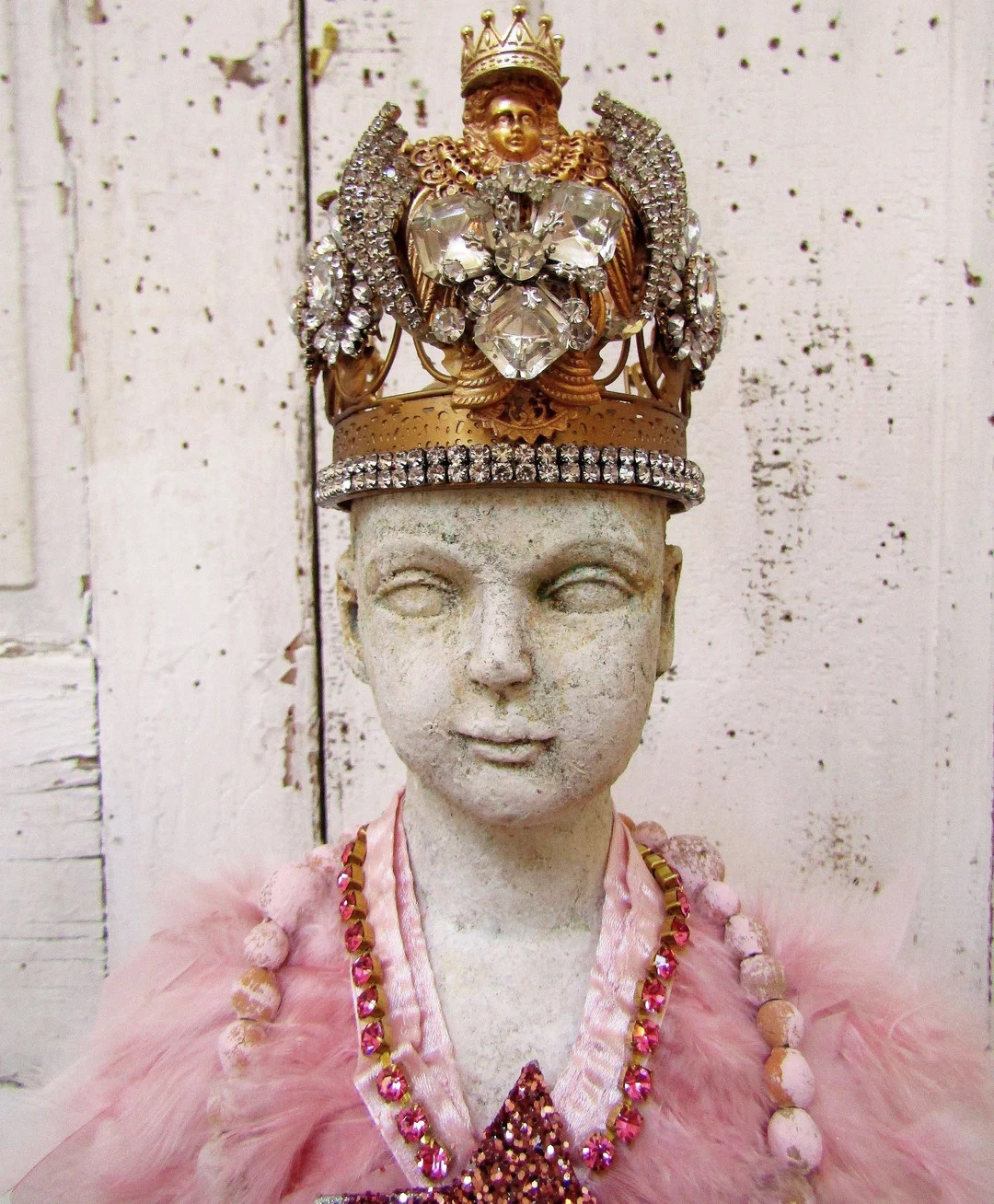 Santos Cage Doll Statue With Unique Ornate Crown French Pink - Etsy | Etsy (US)