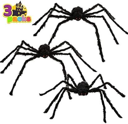 Large Halloween Hairy Spiders(3 Pack), Halloween Spider Props, Scary Spiders with Large Size for ... | Amazon (US)