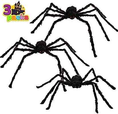 Large Halloween Hairy Spiders(3 Pack), Halloween Spider Props, Scary Spiders with Large Size for ... | Amazon (US)
