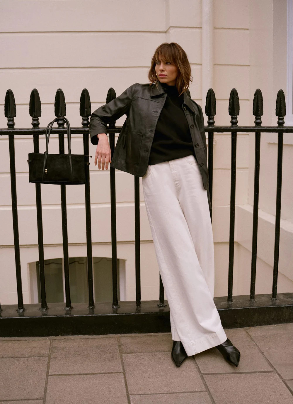 Black Leather Pocket Detail Jacket | Mint Velvet