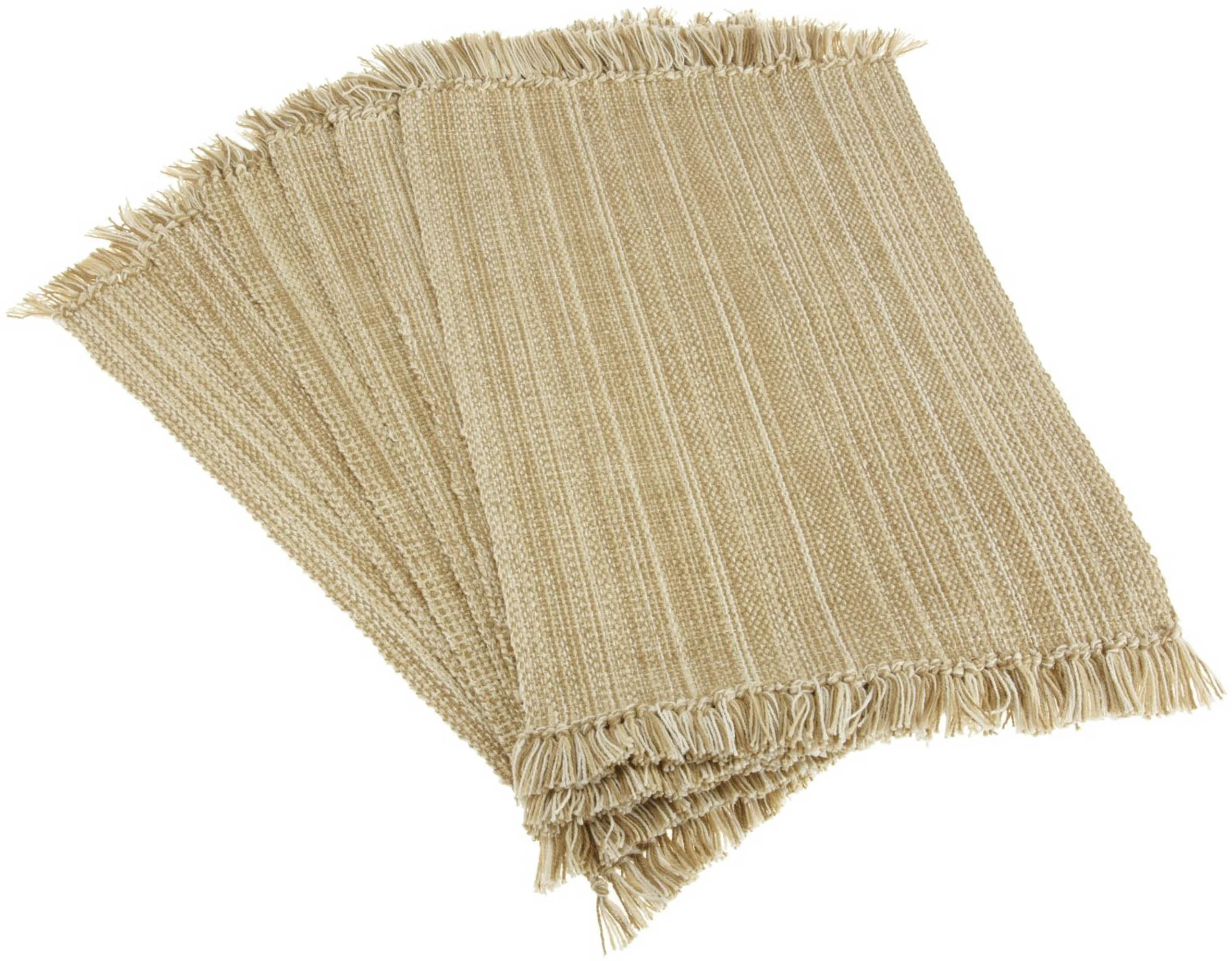 DII Variegated Natural Fringe Placemat (Set of 6), 13x19", 100% Cotton - Walmart.com | Walmart (US)