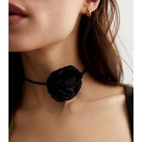 Black Cord Flower Corsage Choker Necklace New Look | New Look (UK)
