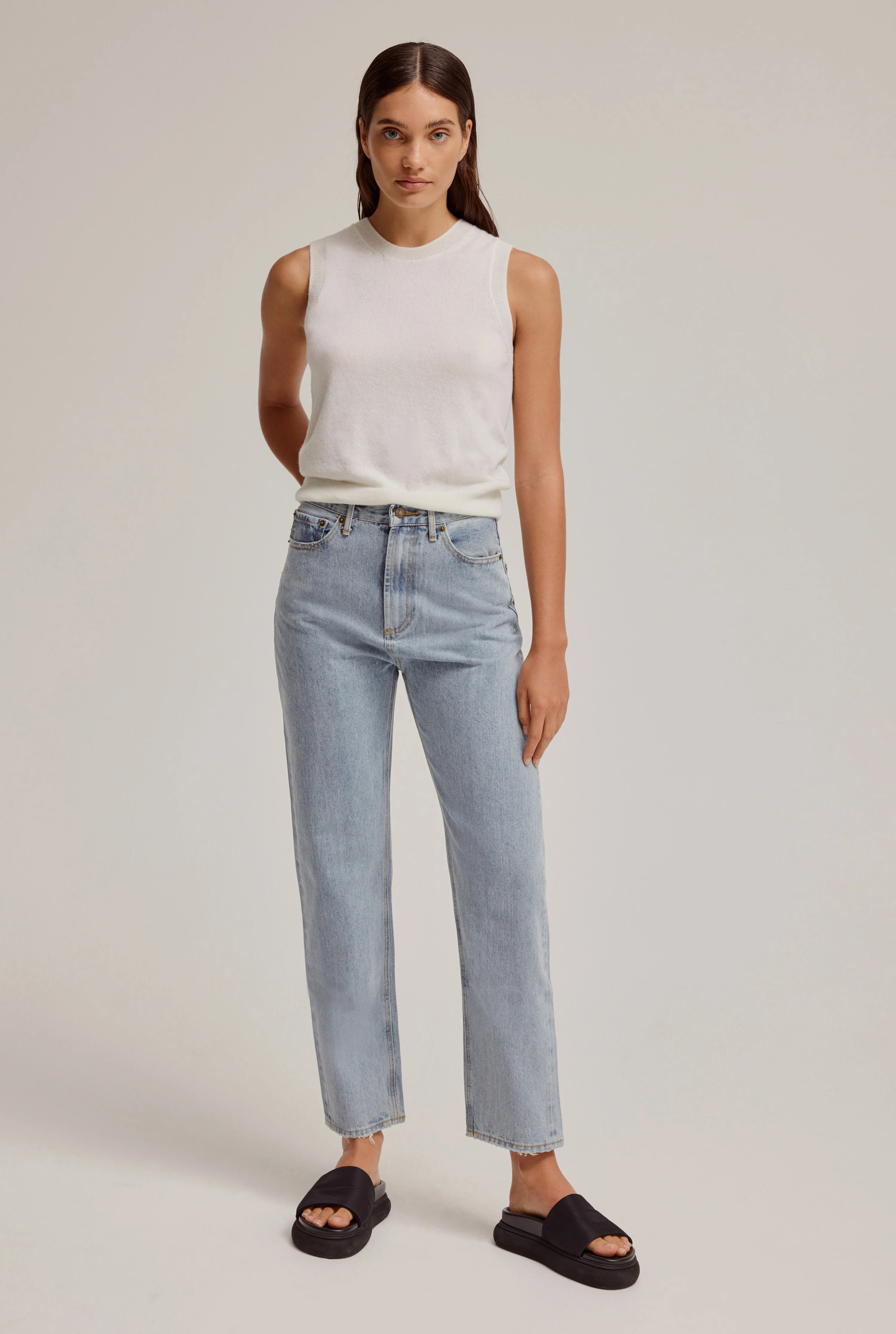 High Rise Straight Jean in Mid Blue Wash | Venroy | Premium Leisurewear designed in Australia | Venroy AU