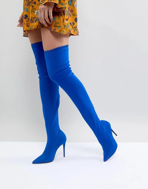 River Island Pointed Toe Heeled Over The Knee Boots | ASOS UK