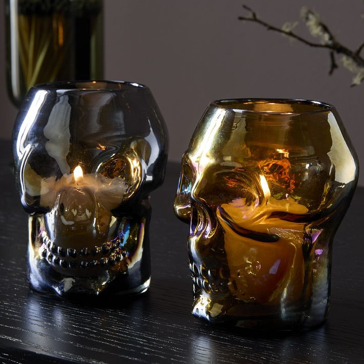 Sculptural Skull Recycled Mexican Glass Votives | West Elm (US)