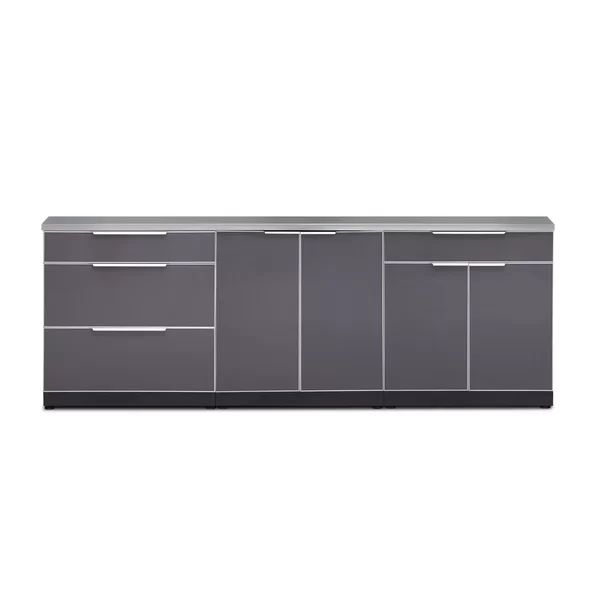 Outdoor Kitchen Aluminum 96" W x 24" D x 36.5" H 3-Piece Modular Cabinet Set | Wayfair North America