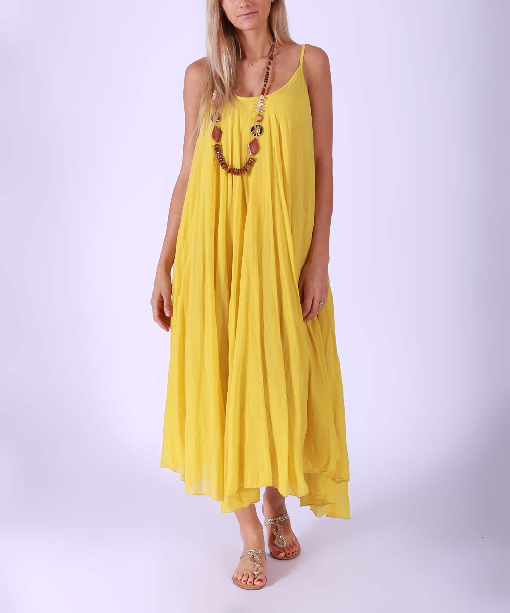 LAKLOOK Women's Maxi Dresses YELLOW - Yellow Handkerchief Maxi Dress - Women | Zulily