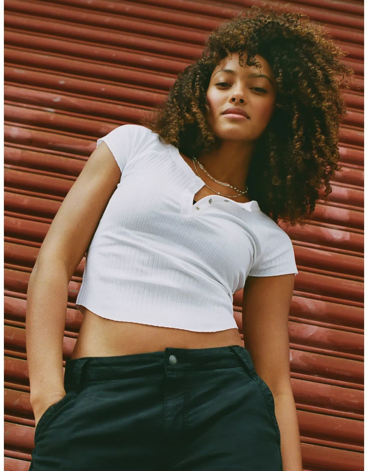 AE Cropped Hey Baby Henley Tee | American Eagle Outfitters (US & CA)