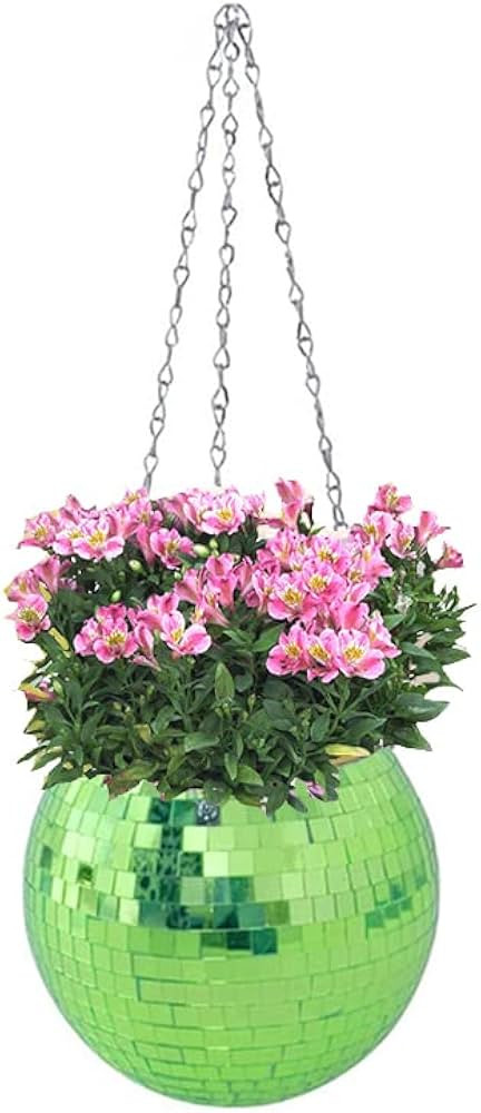 Disco Ball Planter,Disco Ball Plant Hanger,Mirror Disco Planter with Chain and Macrame Hanger,Boh... | Amazon (US)