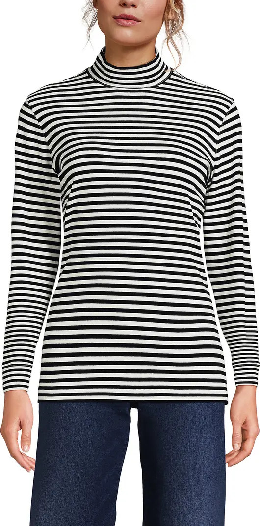 Lands' End Relaxed Cotton Long Sleeve Mock Turtleneck | Nordstrom | Nordstrom