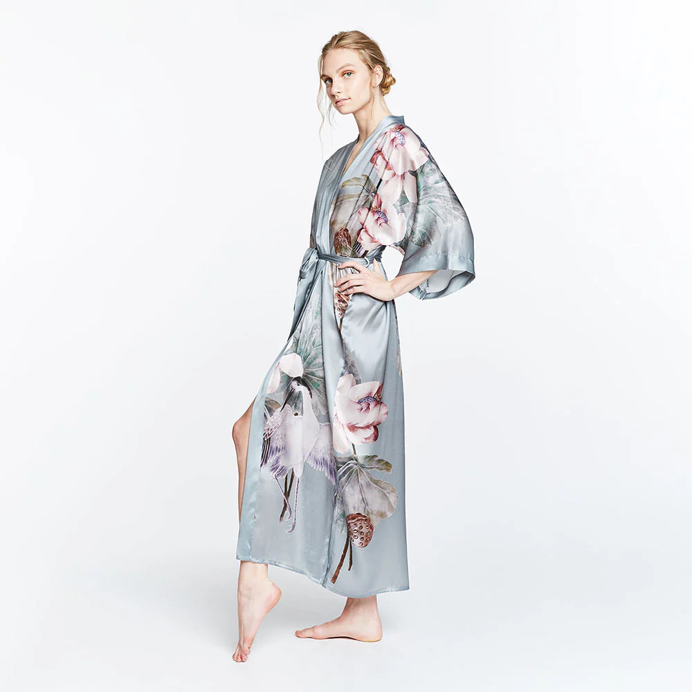 Silk Kuren Long Kimono Robe | KIM+ONO