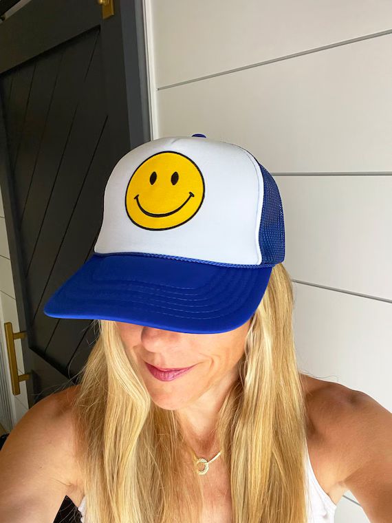 Smiley Vintage Trucker Hat, Happy face hat, trucker hat, surfer hat, smiley face hat | Etsy (US)