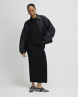 Black Premium Maxi Skirt | River Island UK & IE