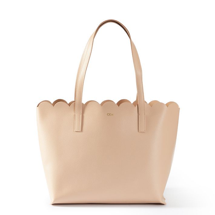 Scalloped Everyday Italian Leather Tote | Mark and Graham