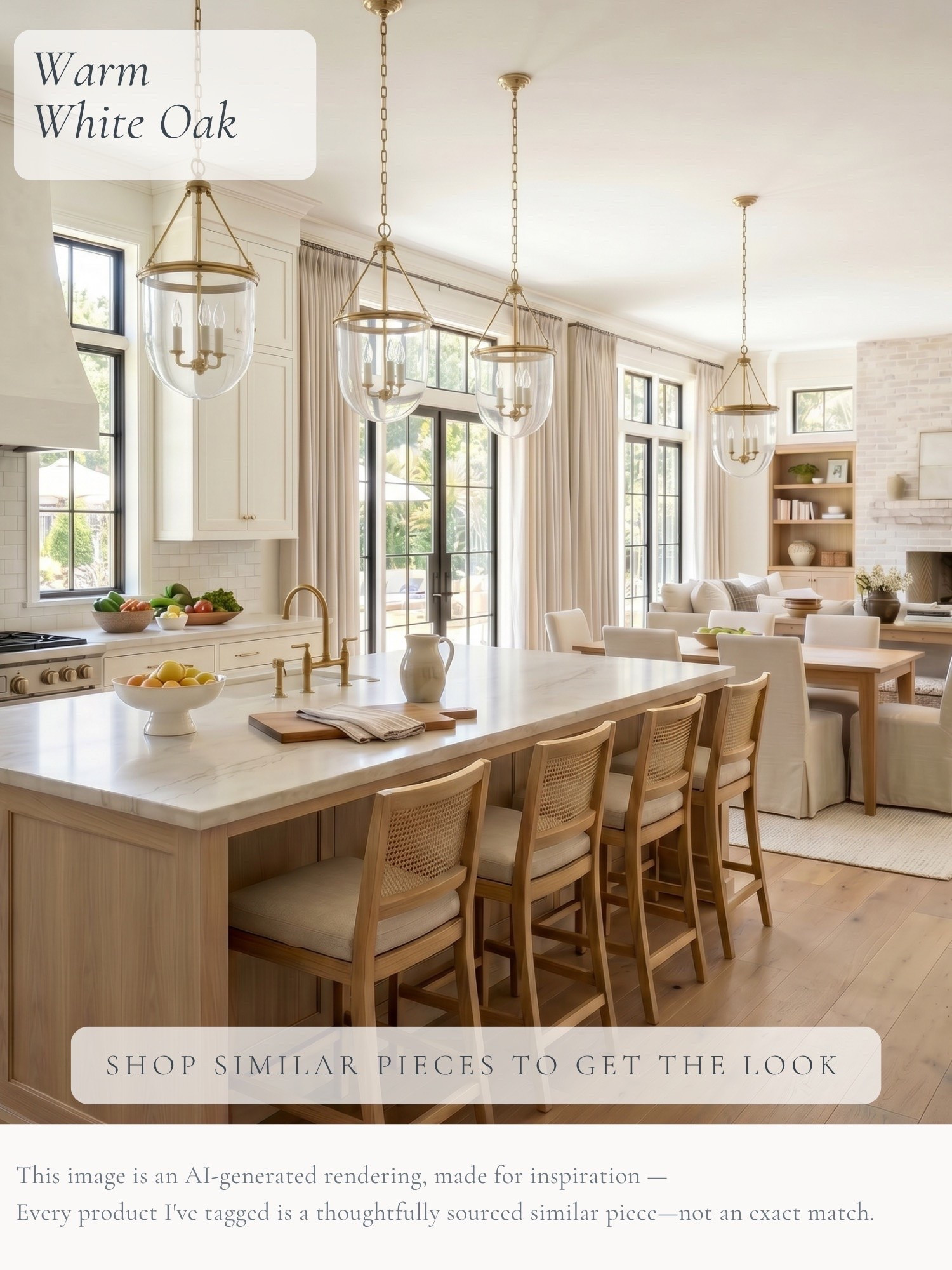 If you love a kitchen that feels warm, collected, and timeless, this one gets the mix just right. 🤍 White oak brings so much warmth to the creamy whites, while the oversized island, marble, and brass lanterns give the room that polished-but-not-too-perfect feel I love.

I’ve tagged thoughtfully sourced similar pieces inspired by this space so you can get the look at home.

AI-generated design concept for inspiration • Tagged products are thoughtfully sourced similar pieces, not exact matches • Affiliate links may be used. As an Amazon Associate, I earn from qualifying purchases.

#LTKHome