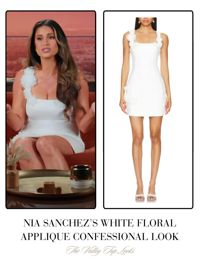 Nia Sanchez's White Floral Applique Confessional Look 

 