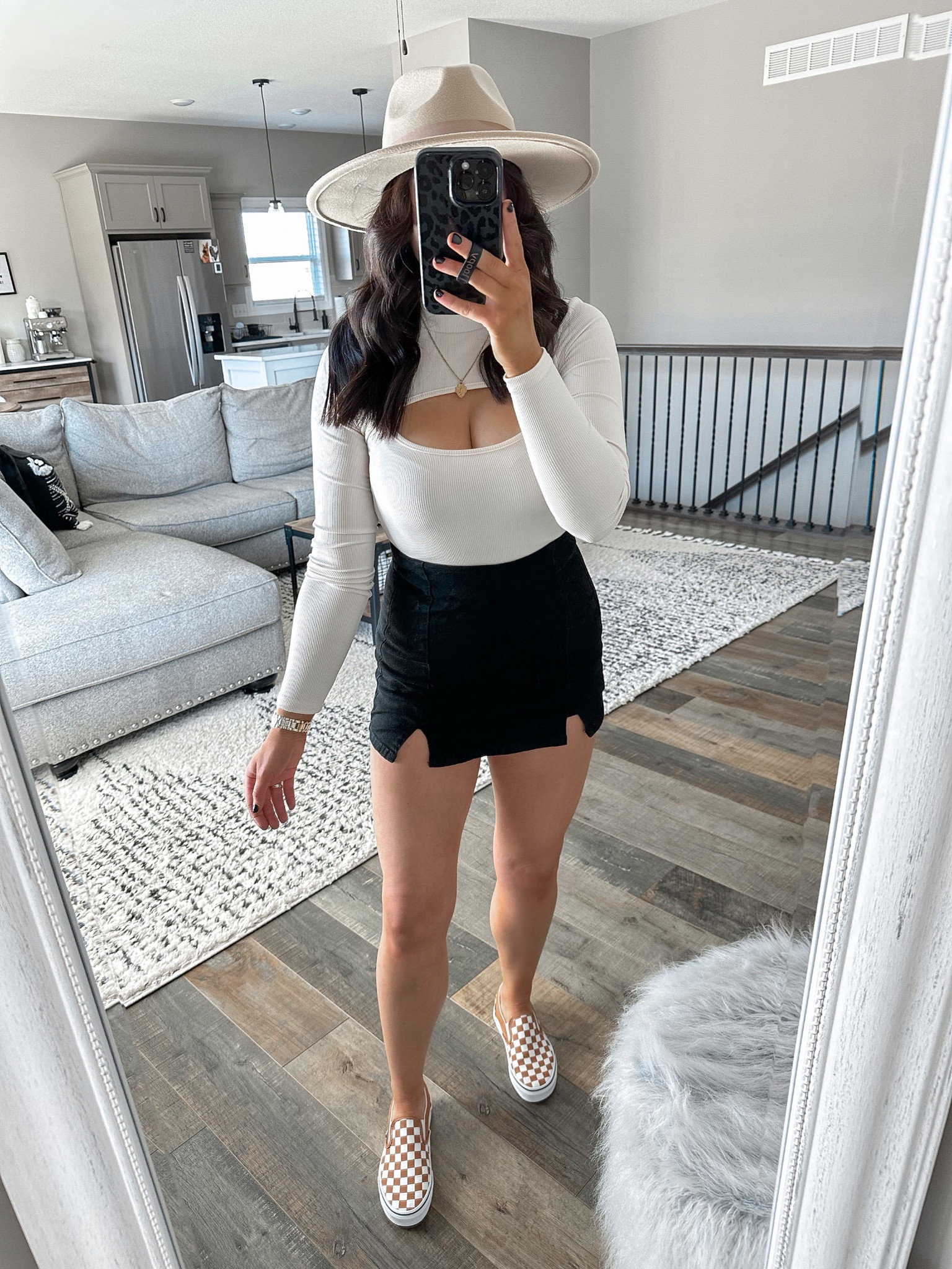 Top — small
Skort — xs

Vans checkered slip on sneakers | brunch outfit | casual spring errands outfit | cutout crop top outfit | black denim skort outfit 

#LTKunder50 #LTKstyletip #LTKshoecrush