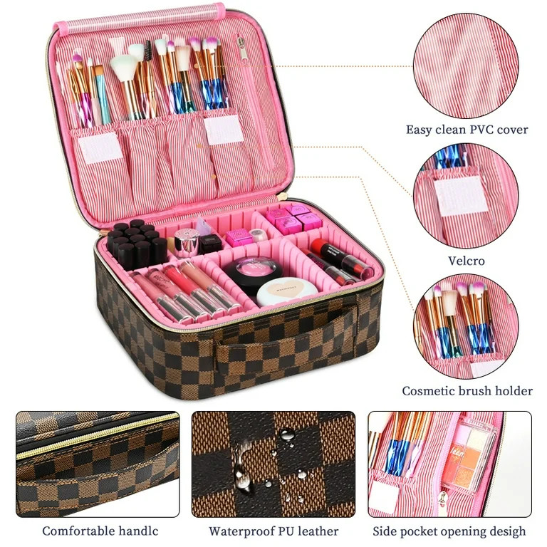 LOKASS Makeup Bag Organizer,Cosmetic Travel Bag,Travel Makeup Bag with Adjustable Dividers, Make ... | Walmart (US)