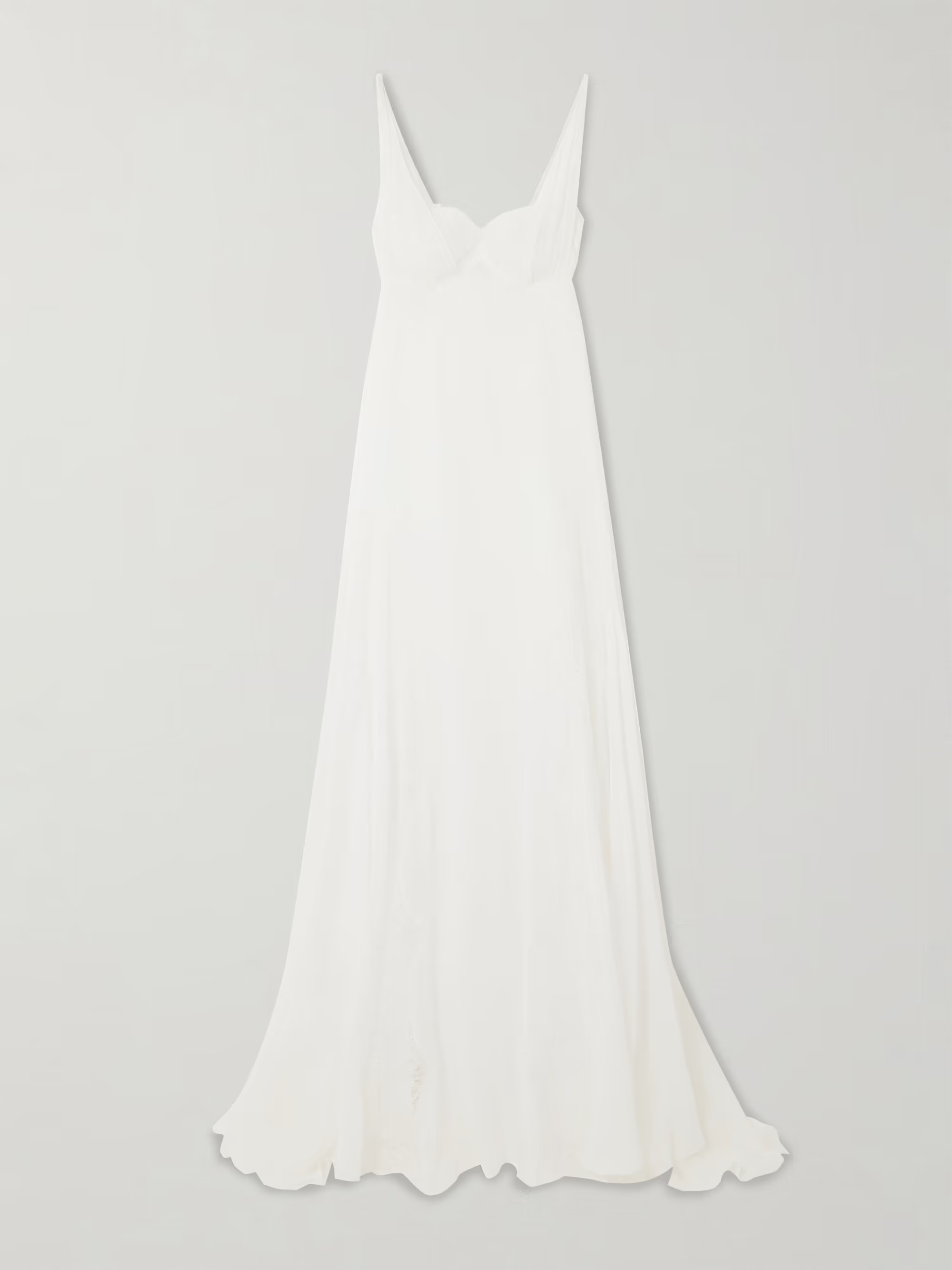 Semeli Chantilly lace-trimmed silk-georgette gown | NET-A-PORTER (US)